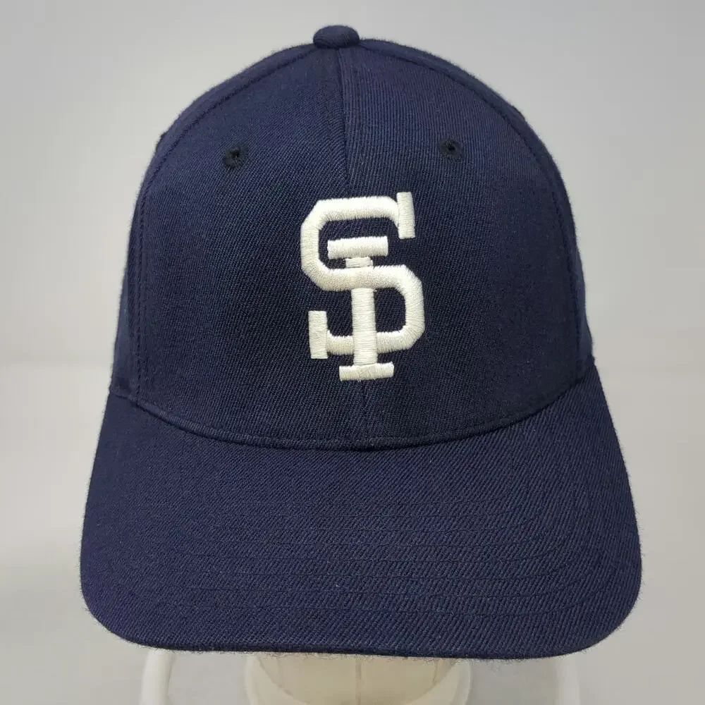 Pacific Headwear Baseball Cap Blue 8 Interlocking SI Logo Gray Underbrim Hat